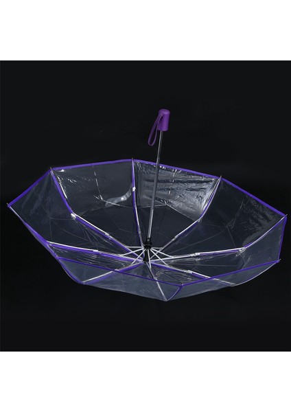 Xin Yue Zhang Şeffaf Şemsiye Otomatik Şemsiye Yağmur Kadın Erkek Otomatik Şemsiye Kompakt Katlanır Rüzgar Geçirmez Tarzı Şeffaf Şemsiye, Şeffaf ve Mor Sınır (Yurt Dışından) fırsatları