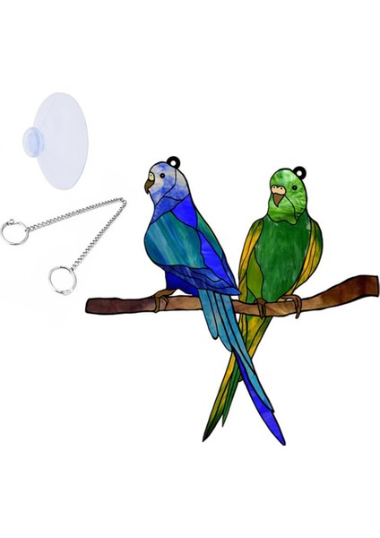 Çok Renkli Lekeli Kuşlar Pencere Asma Süsleme, Tel Pencere Panelinde Akrilik Suncatcher Kuşlar 20.3 x 20CM (Yurt Dışından)