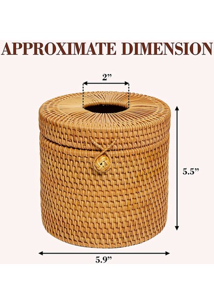 Adet Rattan Doku Kutusu Tuvalet Kağıdı Kapağı Hasır Dekoratif Kapaklı Tutucular Depolama Için Tek Rulo ve Dokular (Yurt Dışından)