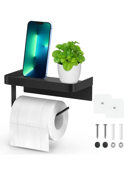 Raflı Tutucu, Tuvalet Kağıdı Tutucu Duvara Monte Kendinden Yapışkanlı Banyo Tuvalet Tuvalet Mutfak (Yurt Dışından)