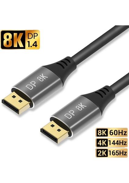 Dp1.4 8k 60Hz Ultra Hd Displayport Erkek - Erkeğe Uyumlu Bilgisayar Monitörü Ultra Ince Kablo, 3 Metre (Yurt Dışından)