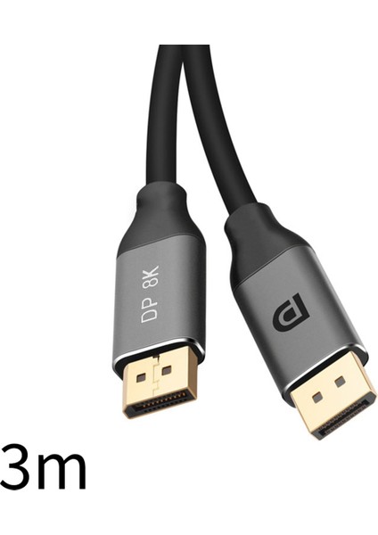 Dp1.4 8k 60Hz Ultra Hd Displayport Erkek - Erkeğe Uyumlu Bilgisayar Monitörü Ultra Ince Kablo, 3 Metre (Yurt Dışından)