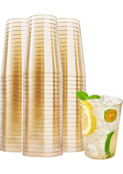 Altın Parıltılı Plastik Şarap Bardakları, Şarap Kadehleri, Tumbler Bardaklar, Şeffaf Bardaklar Kokteyl Martini Için Yeniden Kullanılabilir Içme Partisi (Yurt Dışından)
