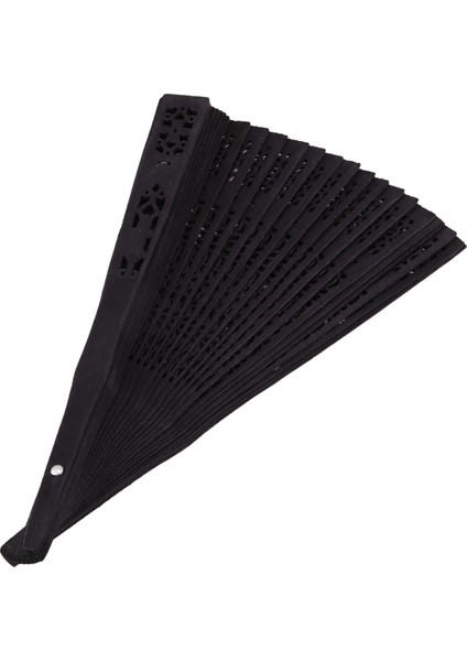 Xin Yue Zhang Inç Çin Japon Katlanır Fan Orijinal Ahşap El Çiçek Bambu Cep Fan Ev Dekor Parti Dekorasyon Için-Siyah (Yurt Dışından) fırsatları