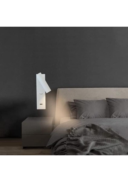 Xin Yue Zhang Dönebilen Katlanır Lamba Şarj Edilebilir Duvar Lambası Otel Mühendisliği Başucu Duvar Spot Işığı Kapalı Dekoratif Lamba (Beyaz) (Yurt Dışından) indirimleri