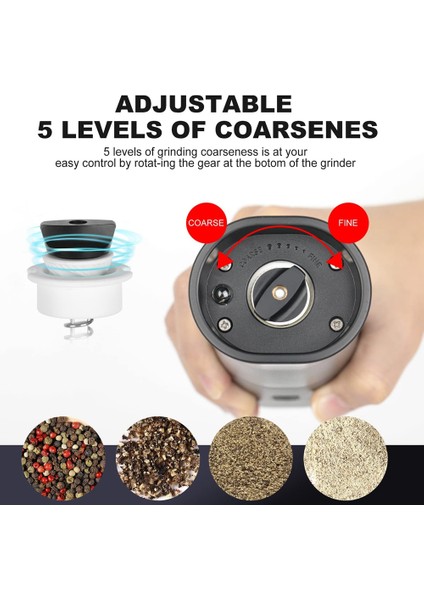 Xin Yue Zhang Elektrikli Biber ve Tuz Öğütücü, Karabiber Değirmeni, Otomatik Tek Elle Çalıştırma, Kalınlık Ayarlı, Mutfağa Uygun (Yurt Dışından) fiyatları