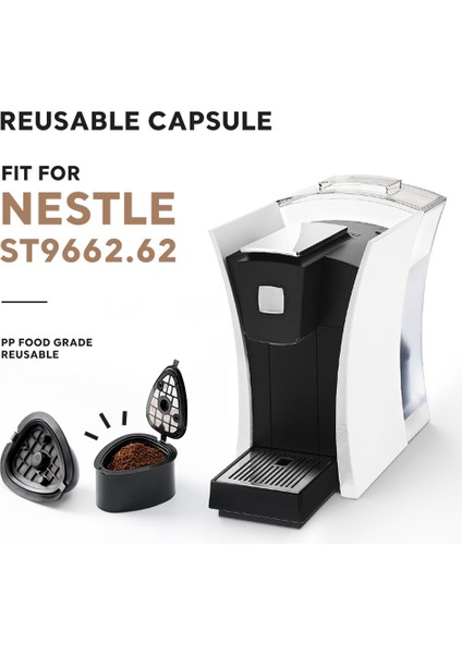 Nestle St 9662.62 Için 2-In-1 Kahve Kapsül Pod Doldurulabilir Filtre Pod Yedek Kahve Kapsül Çay Kaşık Fırça ile (Yurt Dışından)