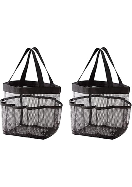 Xin Yue Zhang 2 Adet Örgü Duş Standı Taşınabilir Duş Çantası Üniversite Yurdu, Banyo, Spor Salonu ve Seyahat Için Uygun, Siyah (Yurt Dışından)