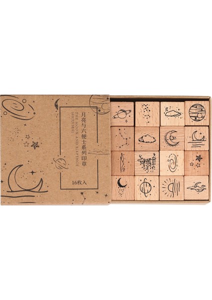 Xin Yue Zhang 16 Adet/grup Vintage Gezegen Ay Bulut Dekorasyon Damga Ahşap Kauçuk Pullar Scrapbooking Kırtasiye Dıy Zanaat Standart Damga (Yurt Dışından)