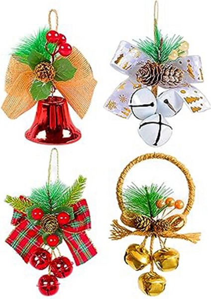 Noel Çan Kapı Süs Noel Asılı Ağaç Asılı Süsleme Ağaç Için Yay Düğüm Çan Süsleme, Ev Dekorasyon (Yurt Dışından)