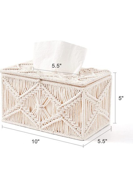 Xin Yue Zhang Doku Kutusu Kapağı Boho Dekor Dikdörtgen Kağıt Doku Tutucu Boncuk Toka ile Makrome Peçete Dokular Organizatör Ev Dekor (Yurt Dışından) fırsatları