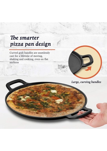 Dökme Demir Pizza Tavası Çelik Pizza Ocağı, Kulplu Derin Taş Fırın Veya Gazlı Tava, 30X30CM (Yurt Dışından)