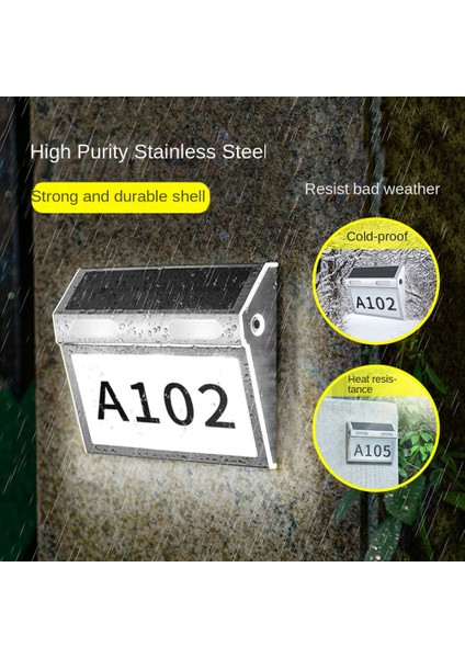 Güneş Enerjili Ev Numarası Işığı, Kapı Numaraları 3 Aydınlatma Modlu IP65 Su Geçirmez Malzeme ile Dış Mekan LED Işıkları (Yurt Dışından) indirimleri