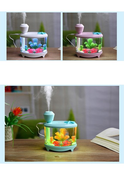 Xin Yue Zhang Balık Tankı Hava Nemlendirici Difüzör Renkli Gece Lambası DC5V USB Mini Mist Maker 460 ml Su Difüzörü Yeşil (Yurt Dışından)