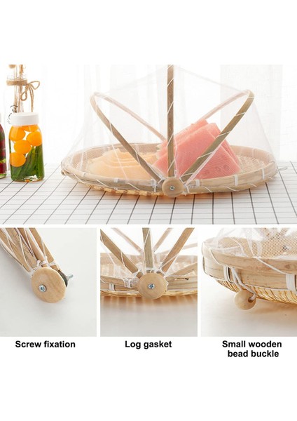 Xin Yue Zhang Gıda Bambu Yemek Servis Çadırı Sepeti El Dokuma Sepeti Servis Toz Geçirmez Yuvarlak Piknik Sepeti Sebze Meyve Ekmek, B (Yurt Dışından) modelleri