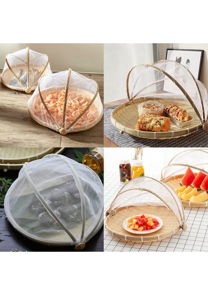 Xin Yue Zhang Gıda Bambu Yemek Servis Çadırı Sepeti El Dokuma Sepeti Servis Toz Geçirmez Yuvarlak Piknik Sepeti Sebze Meyve Ekmek, B (Yurt Dışından) fırsatları