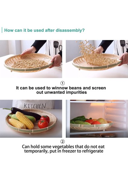 Xin Yue Zhang Gıda Bambu Yemek Servis Çadırı Sepeti El Dokuma Sepeti Servis Toz Geçirmez Yuvarlak Piknik Sepeti Sebze Meyve Ekmek, B (Yurt Dışından) indirimleri