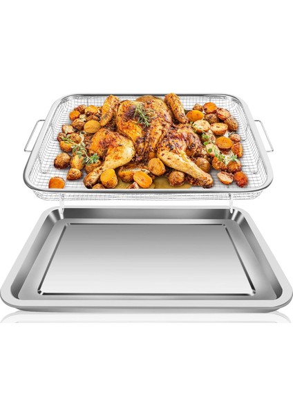 Fırın Için Hava Fritöz Sepeti Paslanmaz Çelik, Hava Fritöz Aksesuarları Fırın Rafı ve Sebzelik Tepsisi, Yapışmaz (Yurt Dışından)