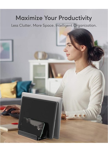 Xin Yue Zhang Dikey Dizüstü Bilgisayar Sehpası Bilgisayar, Tablet, Telefon Için 3 Yuva - Tüm Dizüstü Bilgisayar Modellerine Uygun (17,3 Inçe Kadar), Gümüş (Yurt Dışından) modelleri