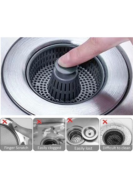Paslanmaz Çelik Lavabo Yardımı, Mutfak Lavabo Tahliye Süzgeci, Mutfak Lavabo Koku Filtresi, Açılır Mutfak Lavabo Durdurucu Süzgeç 1 Adet (Yurt Dışından)