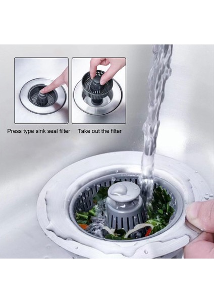 Paslanmaz Çelik Lavabo Yardımı, Mutfak Lavabo Tahliye Süzgeci, Mutfak Lavabo Koku Filtresi, Açılır Mutfak Lavabo Durdurucu Süzgeç 1 Adet (Yurt Dışından)