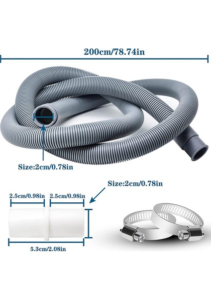 Ξ Ny Ue Zhang Çamaşır Makineleri Için Tahliye Hortumu Uzatması, 2m Tahliye Hortumu Üniversal Çamaşır Makinesi Hortumu, Tahliye Hortumu Bulaşık Makinesi Uzatması (Yurt Dışından) indirimleri