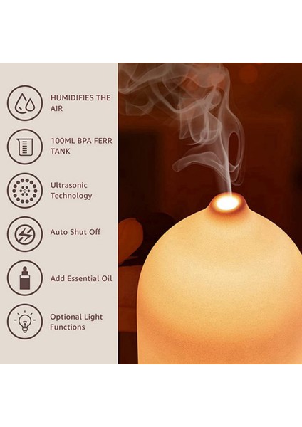 Xin Yue Zhang 250 ml Aromaterapi Uçucu Yağ Difüzörü Hava Nemlendirici Serin 7 Renkli LED Işıkları Ev-Abd Tak Için Seramik Difüzör (Yurt Dışından)