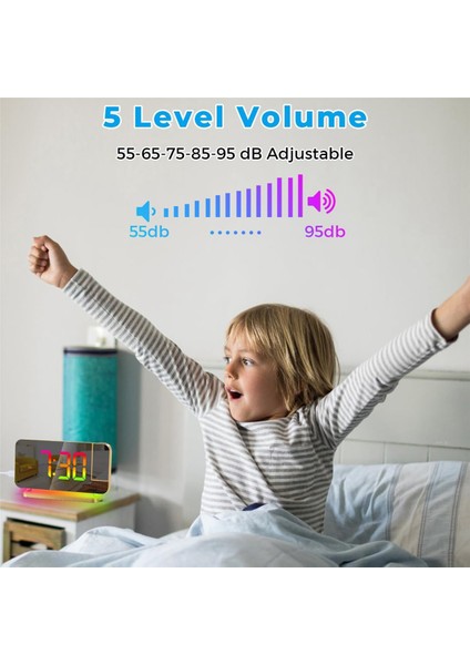 Projeksiyon Çalar Saat,7.4 Inç LED Ayna Dijital Saatler EKRANI,+180°DÖNEBILEN Projektör,gece Lambası Altın (Yurt Dışından)