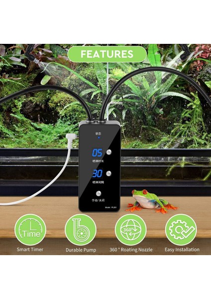 Xin Yue Zhang Sürüngen Nemlendirici, Sürüngen Teraryumları Için Sisleme Sistemi, Ayarlanabilir Püskürtme Nozullu Otomatik Sisleme Sistemi (Yurt Dışından) fırsatları