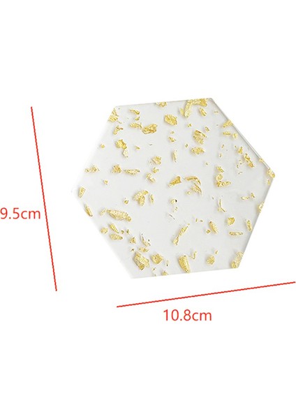 Altın Folyo Akrilik Bardak Altlıkları 6'lı Set Içecekler Için Iskandinav Tarzı Çay Altlığı Kahve Fincanı Kaseler Için Yalıtım Pedi, 9.5X10.8CM (Yurt Dışından)