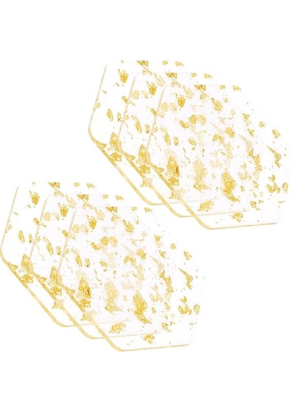 Altın Folyo Akrilik Bardak Altlıkları 6'lı Set Içecekler Için Iskandinav Tarzı Çay Altlığı Kahve Fincanı Kaseler Için Yalıtım Pedi, 9.5X10.8CM (Yurt Dışından) fiyatları