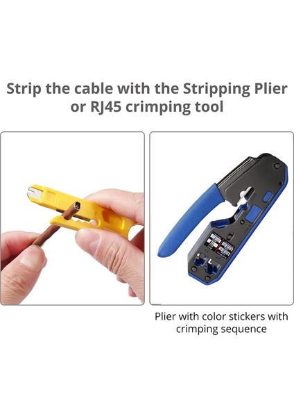 Xin Yue Zhang RJ45 Sıkma Aleti Seti Hepsi Bir Arada Sıyırıcı Kesici, 50 Pc Cat6 Geçiş Konnektörleri 50 Pc RJ45 Cat6 Koruma Kapakları (Yurt Dışından) indirimleri