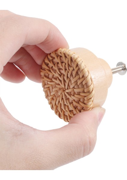 Xin Yue Zhang Boho Rattan Dresser Kolları Yuvarlak Ahşap Çekmece Kolları El Yapımı Hasır Dokuma ve Boho Mobilya Kolları Için Vidalar 6 Adet (Yurt Dışından)