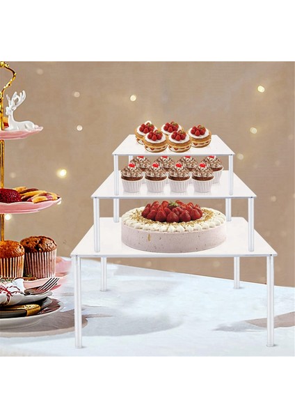 Akrilik Cupcake Standı, 3 Adet Kare Şeffaf Kek Standı Tatlı Masa Ekran Seti Gıda Kek Pizza Tatlı Ekran (Yurt Dışından)