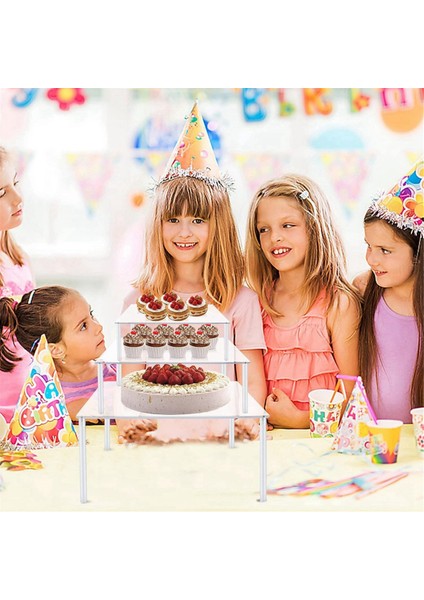 Akrilik Cupcake Standı, 3 Adet Kare Şeffaf Kek Standı Tatlı Masa Ekran Seti Gıda Kek Pizza Tatlı Ekran (Yurt Dışından)