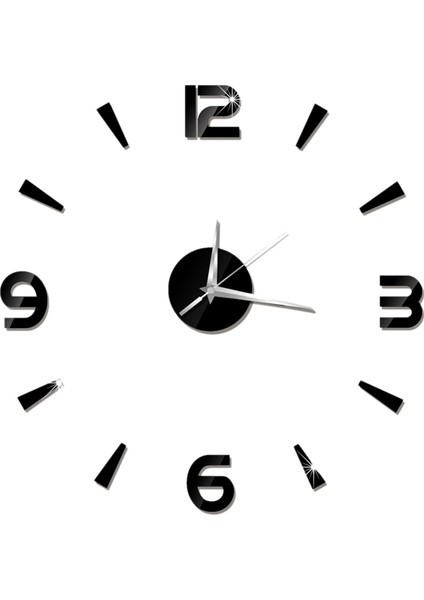 Xin Yue Zhang Dekor Kuvars Diy Duvar Saati Saatleri Horloge Izle Oturma Odası Moda Akrilik Ayna Çıkartmaları Siyah (Yurt Dışından)