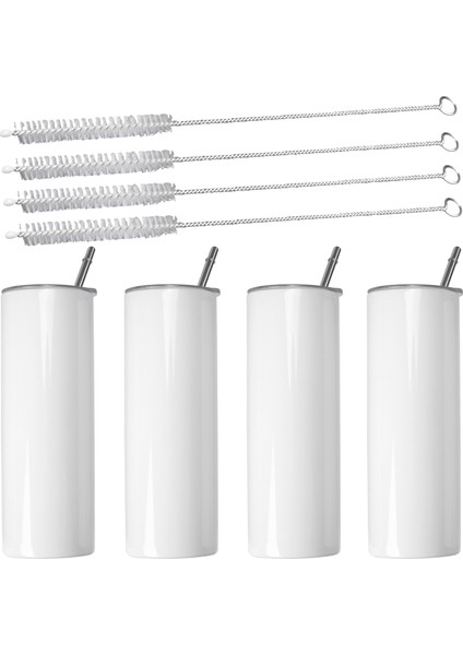 Xin Yue Zhang Süblimasyon Bardakları 20 Oz Skinny Düz, Paslanmaz Çelik Süblimasyon Boşlukları Skinny Tumbler, Kapaklı ve Pipetli, 4'lü Paket (Yurt Dışından)