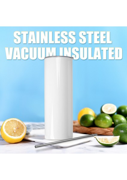 Xin Yue Zhang Süblimasyon Bardakları 20 Oz Skinny Düz, Paslanmaz Çelik Süblimasyon Boşlukları Skinny Tumbler, Kapaklı ve Pipetli, 4'lü Paket (Yurt Dışından)