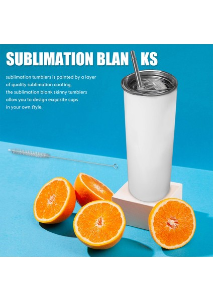 Xin Yue Zhang Süblimasyon Bardakları 20 Oz Skinny Düz, Paslanmaz Çelik Süblimasyon Boşlukları Skinny Tumbler, Kapaklı ve Pipetli, 4'lü Paket (Yurt Dışından)