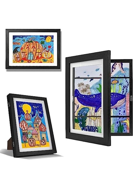 Çocuk Sanat Çerçeveleri, 8,5X11 Önden Açılır Değiştirilebilir Çocuk Sanat Eseri Çerçeveleri, Çocuklar Için Yatay ve Dikey Sanat Sergisi Siyah (Yurt Dışından)