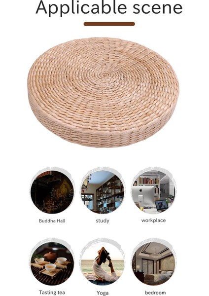 Xin Yue Zhang 40 cm Yastık Yuvarlak Saman Örgü El Yapımı Yastık Zemin Yoga Sandalye Koltuk Minderi (Yurt Dışından) indirimleri