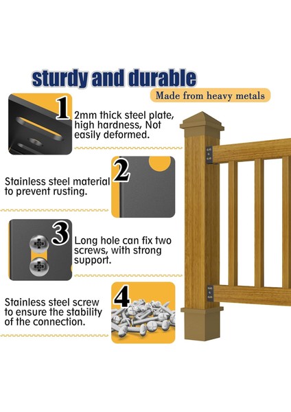 Ağır Hizmet Tipi Karbon Çelik Çit Braketi Vidalı Vinil Eskrim Paneli Için Sonrası Bağlantı Rayı Braketi Kiti 4 Adet Siyah (Yurt Dışından) modelleri
