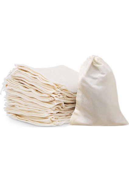 50 Adet 4 x 6 Inç Pamuklu Muslin Çanta, Çay Için Yeniden Kullanılabilir Ipli Çantalar, Parti Için Tülbent Poşet Çantalar, (Yurt Dışından)