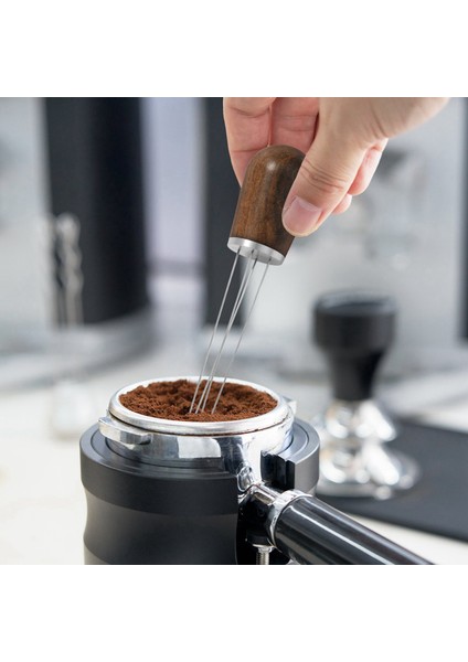 Xin Yue Zhang Espresso Kahve Karıştırıcı, Espresso Dağıtımı Için Kahve Karıştırma Aleti, Doğal Ahşap Sap ve Stand, Koyu Kahverengi (Yurt Dışından)