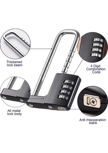 Dolap Kilidi, Kombinasyon Asma Kilit, Paslanmaz Çelik Spor Salonu Soyunma Kilidi Kodu Okul Için Uzun Ayarlanabilir Kelepçe Kilidi, Spor Salonu Siyah (Yurt Dışından) modelleri