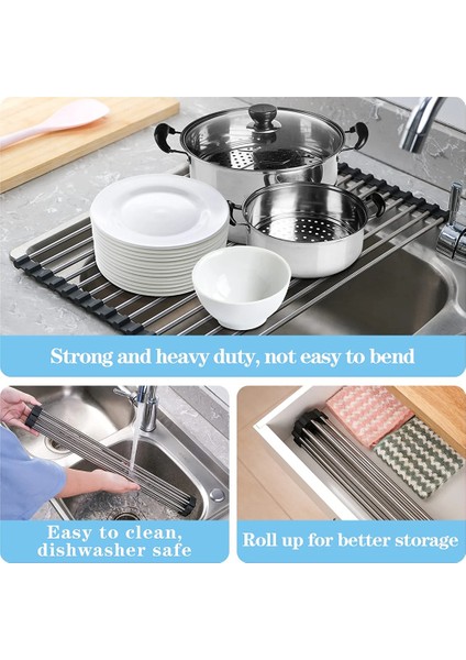 Xin Yue Zhang Mutfak Için Lavabo Kurutma Rafı Üzerinde Rulo Bulaşık Kurutma Rafı, Lavabo Altlığı Üzerinde Katlanır Bulaşıklık, Bulaşık, 37 x 30CM (Yurt Dışından) fırsatları