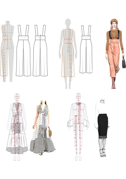 Xin Yue Zhang Moda Çizimi Cetveller Eskiz Şablonları Cetvel Dikiş Insansı Desenler Tasarım Giyim Ölçme, B Tipi (Yurt Dışından)