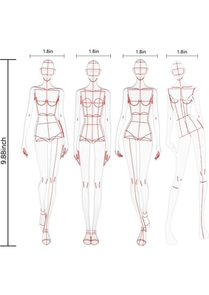 Xin Yue Zhang Moda Çizimi Cetveller Eskiz Şablonları Cetvel Dikiş Insansı Desenler Tasarım Giyim Ölçme, B Tipi (Yurt Dışından)