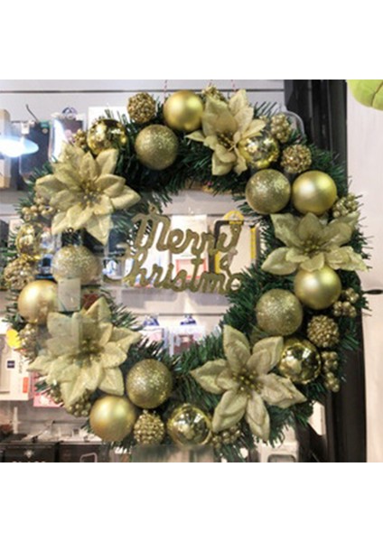 Xin Yue Zhang Dekoratif Noel Çelenk Ön Kapı Asılı Noel Çelenk Altın Çelenk Otel Alışveriş Merkezi Ev Dekorasyonu (30 Cm) (Yurt Dışından)