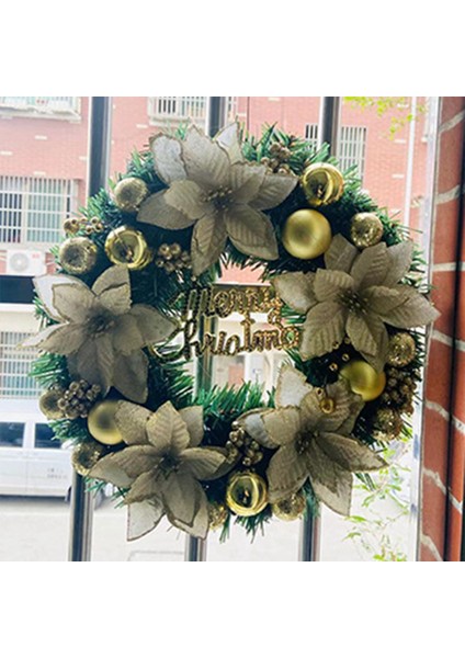 Xin Yue Zhang Dekoratif Noel Çelenk Ön Kapı Asılı Noel Çelenk Altın Çelenk Otel Alışveriş Merkezi Ev Dekorasyonu (30 Cm) (Yurt Dışından)